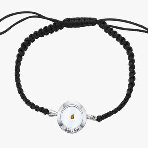 Black Braided Bracelet with Silver See thru charm with Mustard Seed